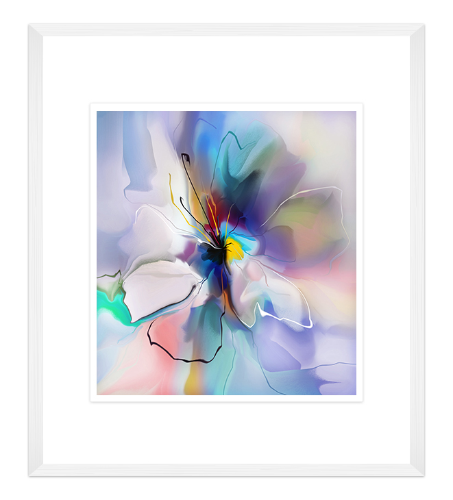 FP256 Wall décor art framed print abstract floral white frame